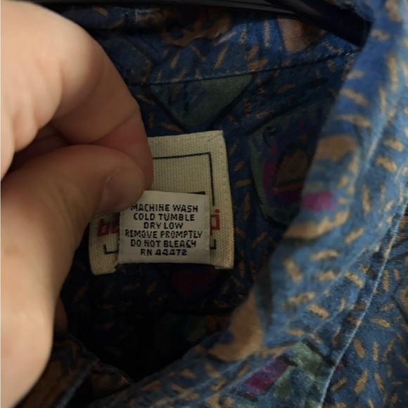 Vintage Men's Geometric Patterned Blue Shirt - Picture 5 of 9